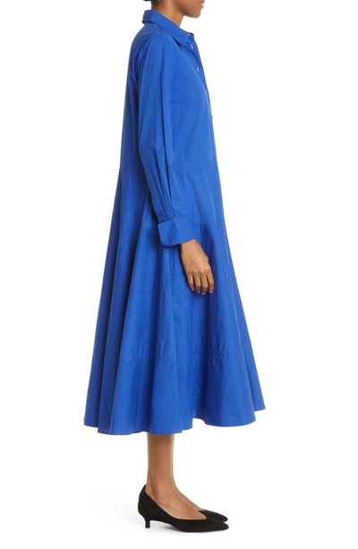 Shop Co Tiered Long Sleeve Tton Shirtdress In 431 Azure