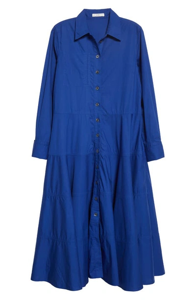 Shop Co Tiered Long Sleeve Tton Shirtdress In 431 Azure