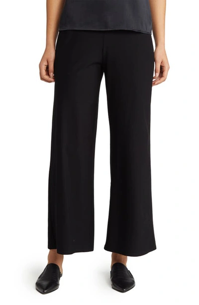 Eileen Fisher Crinkled Wide-leg Ankle Pants In Black