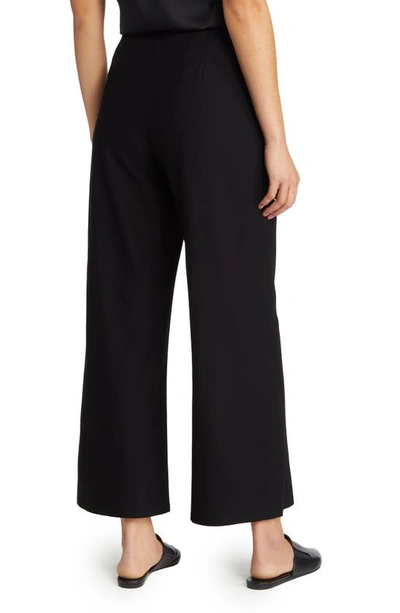 Eileen Fisher Crinkled Wide-leg Ankle Pants In Black