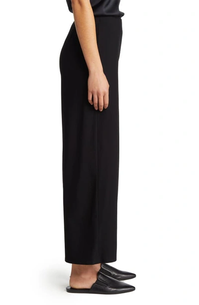 Eileen Fisher Crinkled Wide-leg Ankle Pants In Black