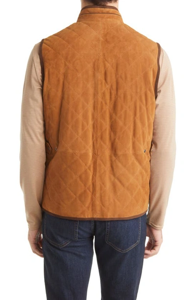 Peter Millar Essex Quilted Suade Vest In Whiskey In Brown | ModeSens