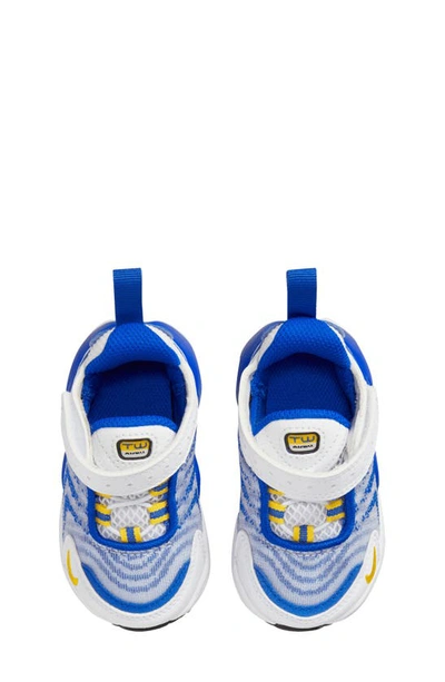 Shop Nike Kids' Air Max Tw Sneaker In White/ Blue/ Black/ Yellow