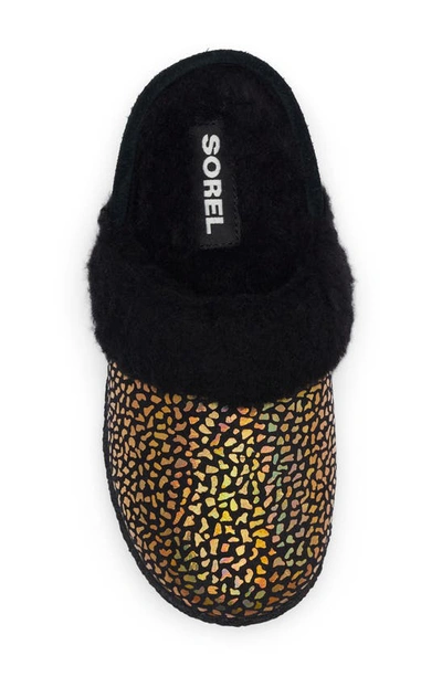 Shop Sorel Kids' Nakiska Ii Faux Fur Slide Slipper In Black/ Sea Salt