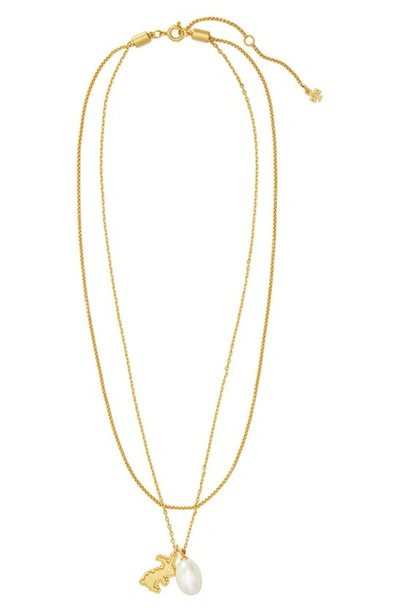 Tory Burch Women's 18k-gold-plated, Enamel & Cultured Pearl Double-strand  Necklace | ModeSens