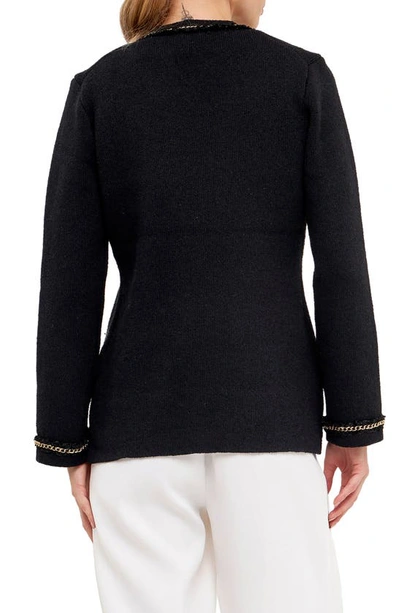Endless Rose Fifa Chain Trim Cardigan In Black In Black
