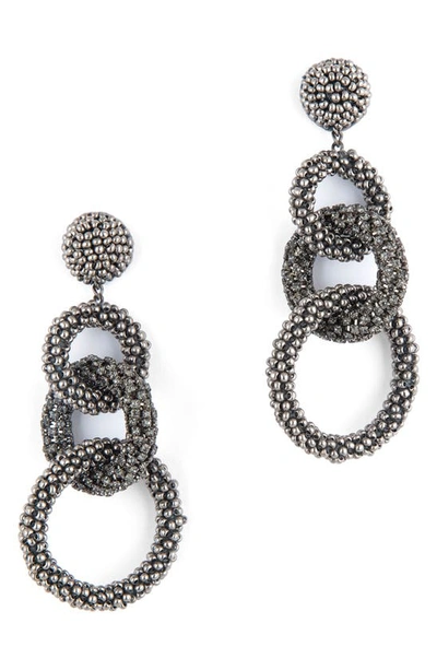 Shop Deepa Gurnani Sienna Embellished Drop Earrings In Gunmetal