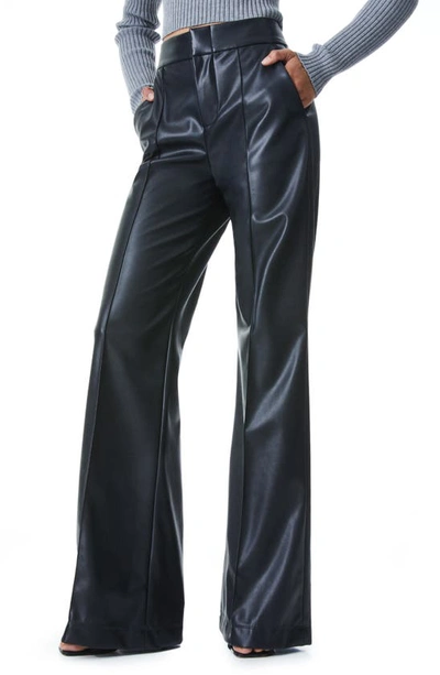 Shop Alice And Olivia Dylan High Waist Faux Leather Wide Leg Pants In Black