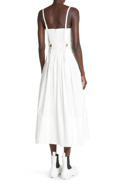 Shop Proenza Schouler Pleated Stretch Cotton Poplin Bustier Midi Dress In White