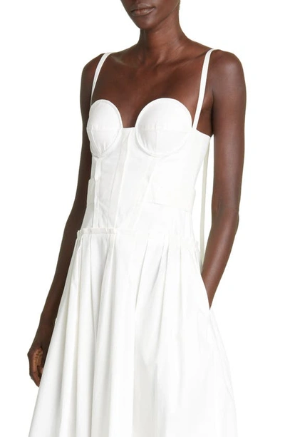 Shop Proenza Schouler Pleated Stretch Cotton Poplin Bustier Midi Dress In White