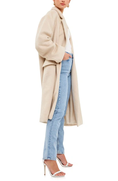 Endless Rose Brushed Coat In Beige