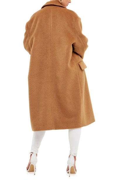 Endless Rose Brushed Coat In Camel