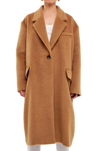 Endless Rose Brushed Coat In Camel