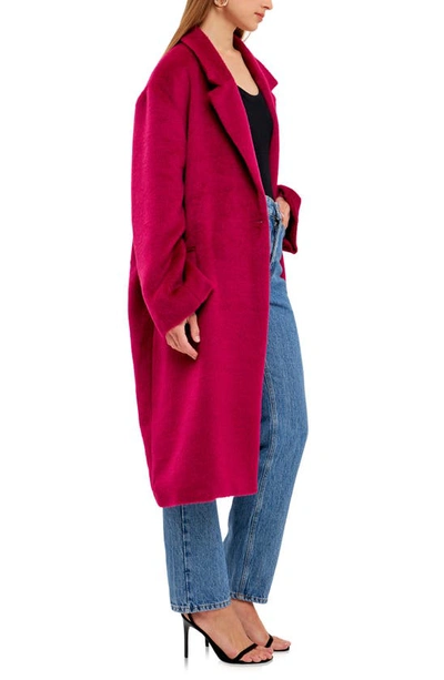 Endless Rose Brushed Coat In Cherry