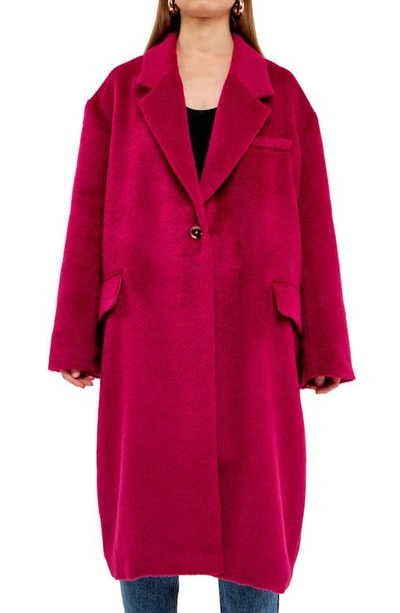 Endless Rose Brushed Coat In Cherry