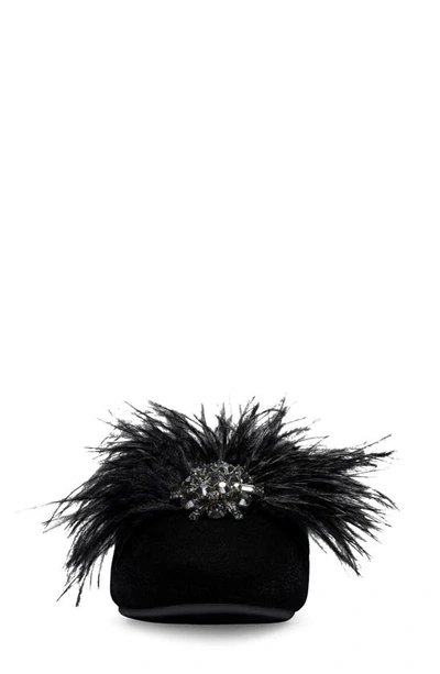 Shop Birdies Dove Feathered Brooch Mule In Black Feathered Brooch