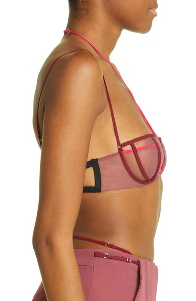 Nensi Dojaka Triple Petal Sheer Tulle Halter Bra Top In Hawthorn Rose