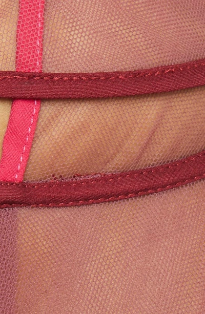 Nensi Dojaka Triple Petal Sheer Tulle Halter Bra Top In Hawthorn Rose