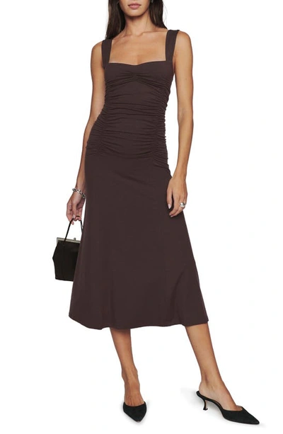 Shop Reformation Suvi Ruched Dress In Mole