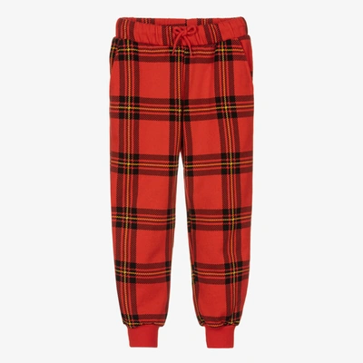 Mini Rodini Kids' Red Organic Cotton Tartan Joggers | ModeSens