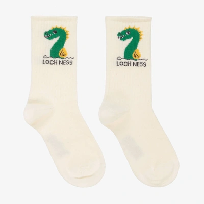 Shop Mini Rodini Ivory Loch Ness Socks