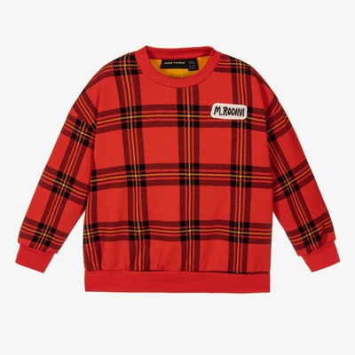 Shop Mini Rodini Red Tartan Cotton Sweatshirt