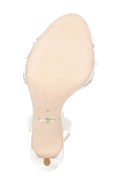 Shop Badgley Mischka Collection Tazana Ankle Strap Sandal In White Satin
