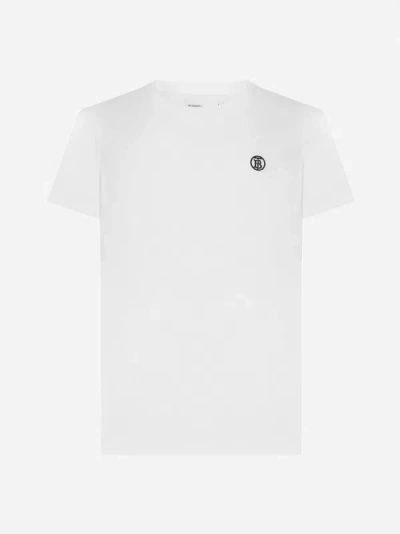 Shop Burberry Parket Logo Cotton T-shirt In White