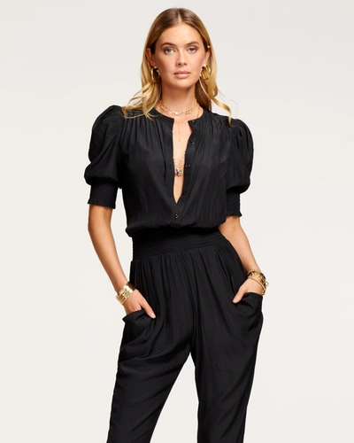 Shop Ramy Brook Tracey Puff Sleeve Jumpsuit In Black