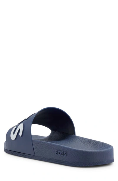 Shop Hugo Boss Bay Slide Sandal In Dark Blue