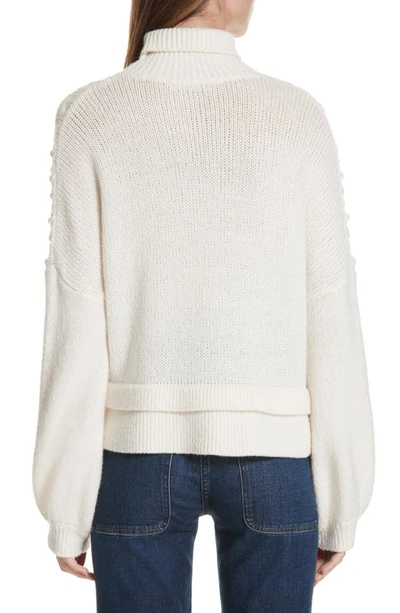 Frame Popcorn Stitch Wool Blend Sweater In Off White