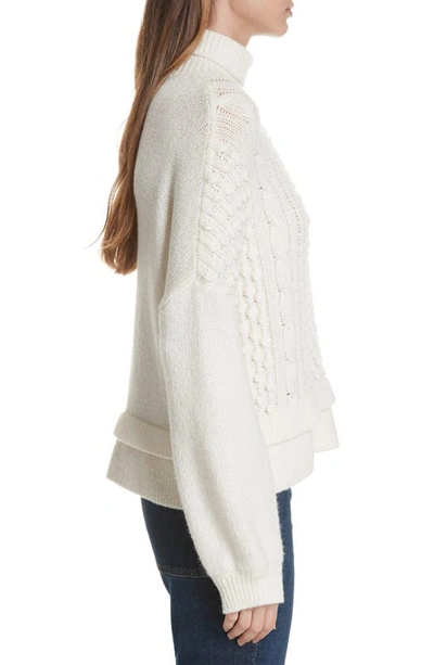 Frame Popcorn Stitch Wool Blend Sweater In Off White