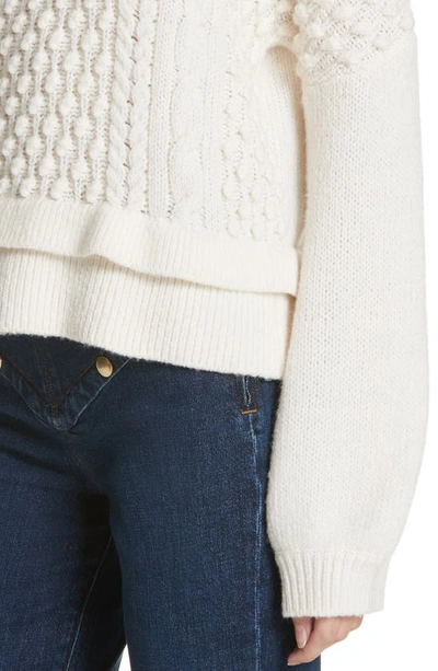 Frame Popcorn Stitch Wool Blend Sweater In Off White