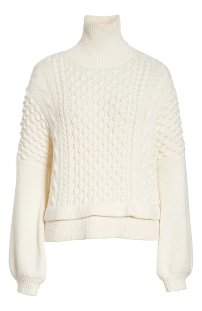 Frame Popcorn Stitch Wool Blend Sweater In Off White