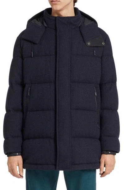 Shop Zegna Oasi Channel Quilted Cashmere Down Jacket In Navy