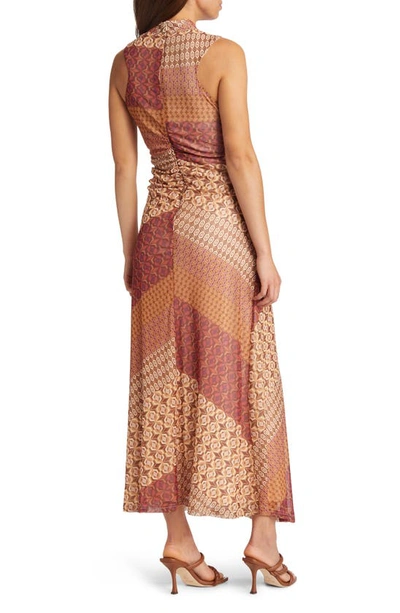 Shop Btfl-life Celesine Printed Mesh Maxi Dress In Brown