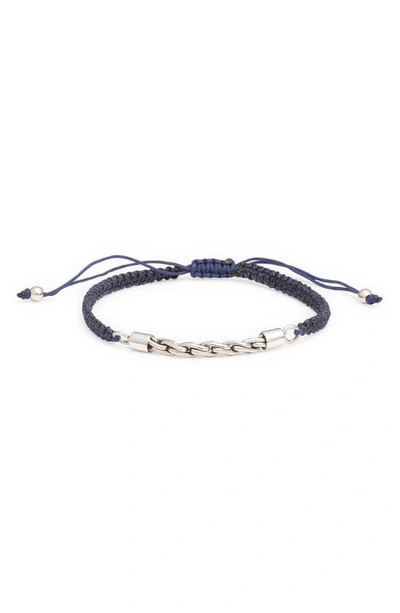 Shop Caputo & Co Rope Chain Macramé Bracelet In Dark Navy