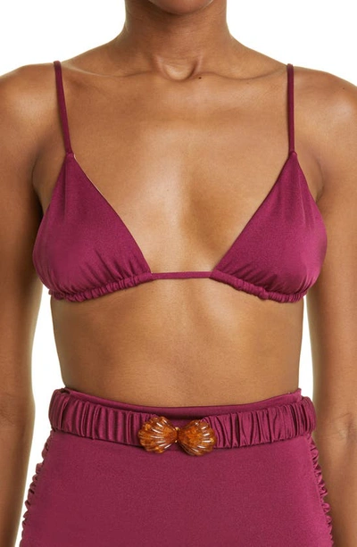 Shop Johanna Ortiz Palmarin Triangle Bikini Top In Fucshia