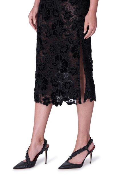 Shop Carolina Herrera Floral Lace Pencil Skirt In Black