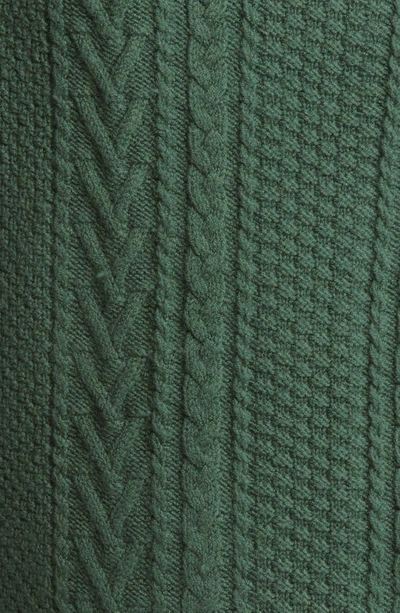 Shop Schott Nyc Heavyweight Wool Cable Fisherman Sweater In Hunter Green