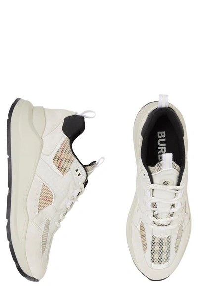 Shop Burberry Sean Sneaker In Archivebeig Check/ White