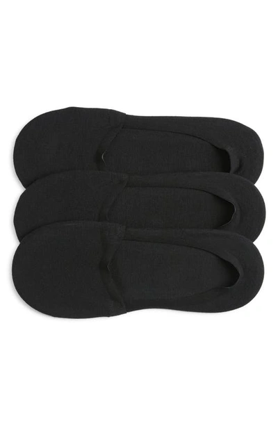 Shop Nordstrom 3-pack Cotton Blend No-show Socks In Black