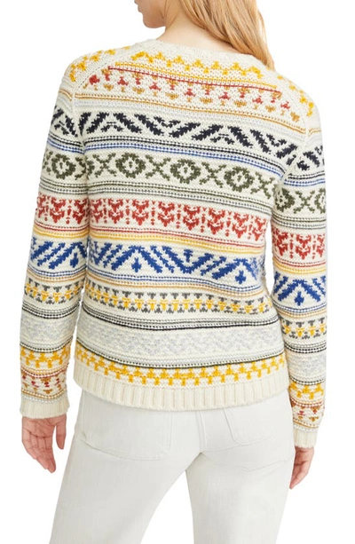 Shop Loro Piana Mixed Pattern Cashmere Crewneck Sweater In J1da Fancy Nougat