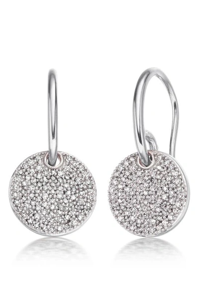 Shop Monica Vinader Ava Diamond Disc Drop Earrings In Sterling Silver