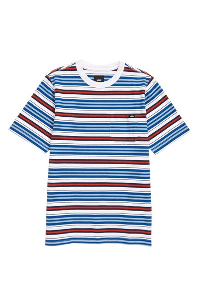 Shop Vans Kids' Stripe Pocket T-shirt In Molten Lava/ White