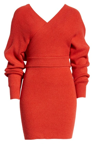 Shop Lulus Thinking Thankfully Long Sleeve Two-piece Sweater Dress In Red