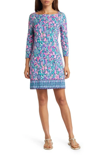 Shop Lilly Pulitzer Sophie Upf 50+ Shift Dress In Low Tide Navy Jewely