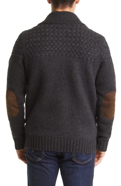 Schott Wool Blend Cardigan Sweater In Heather Black