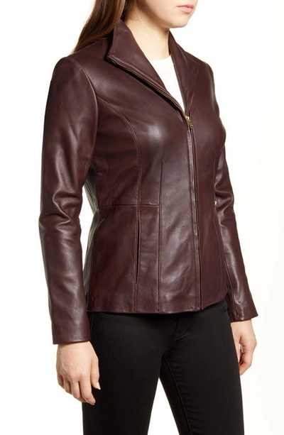 Shop Cole Haan Lambskin Leather Jacket In Chianti