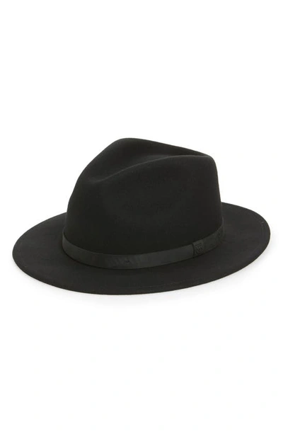 Shop Brixton Messer Ii Felted Wool Fedora In Black/ Black